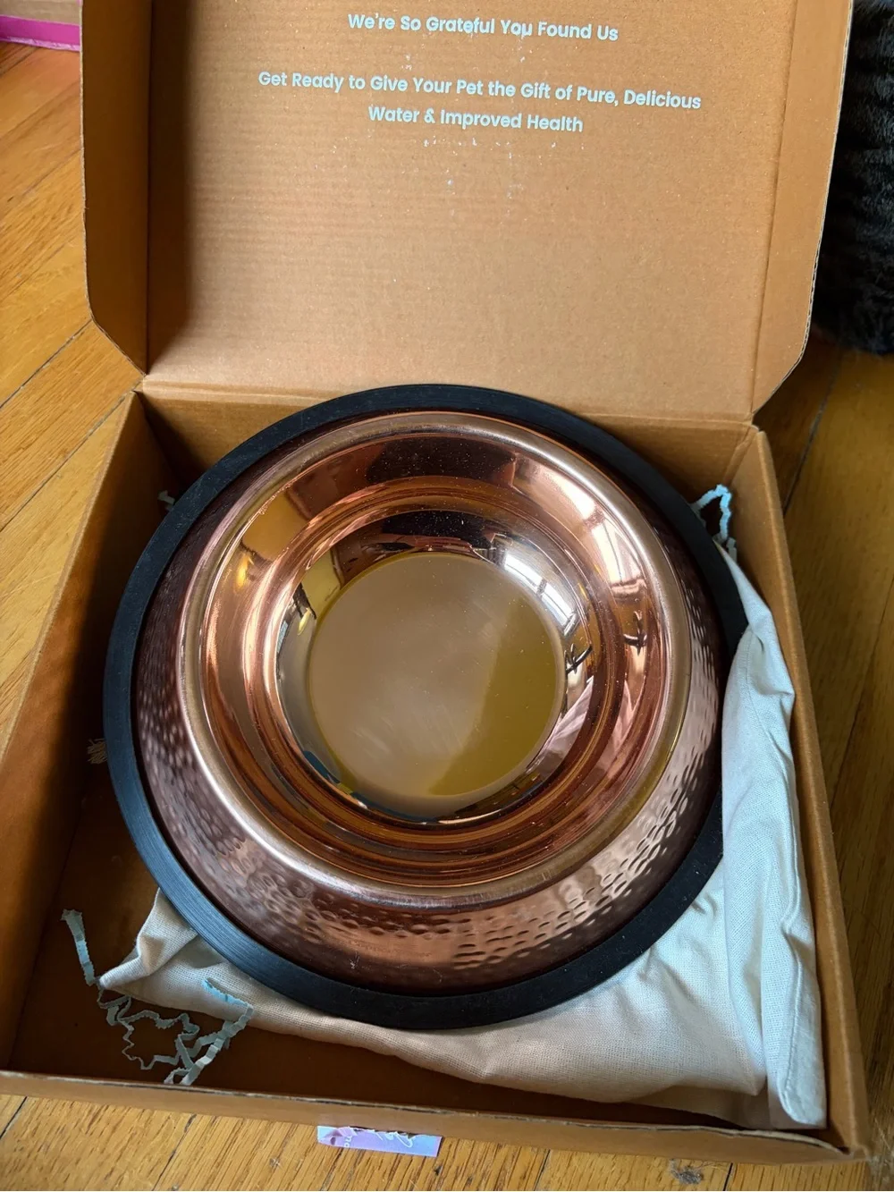 Handmade Copper Water antimicrobial purifying dog bowl